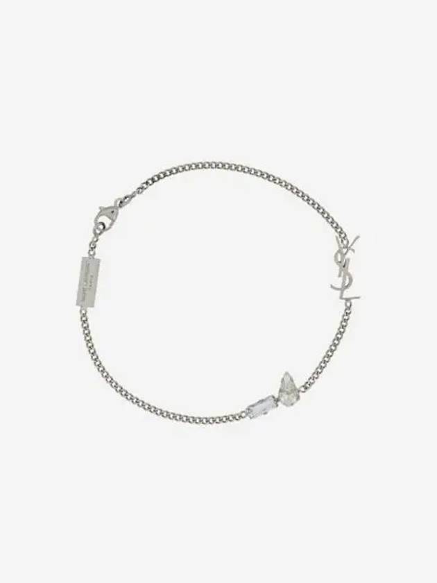 생로랑 오피움 참 브레이슬릿 메탈 앤 라인스톤 옥시다이즈드 실버 Saint Laurent Opyum Charm Bracelet in Metal and Rhinestone Oxidized Silver