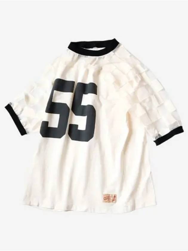 캐피탈 오팔 저지 쉬어 플래그 풋볼 티셔츠 55Pt 키나리 Kapital Opal Jersey Sheer Flag Football T Shirt 55Pt Kinari