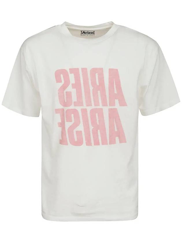 Aries 로고 프린트 크루넥 티셔츠 FTAR60010_WHT