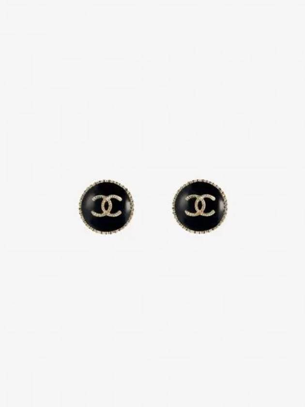 W 샤넬 이어링 메탈 레진 & 골드 블랙 W Chanel Earrings Metal Resin & Gold Black