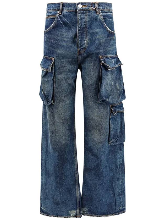 퍼플 브랜드 P018 디스트레스 와이드 레그 진 P018TPDI424_INDIGO