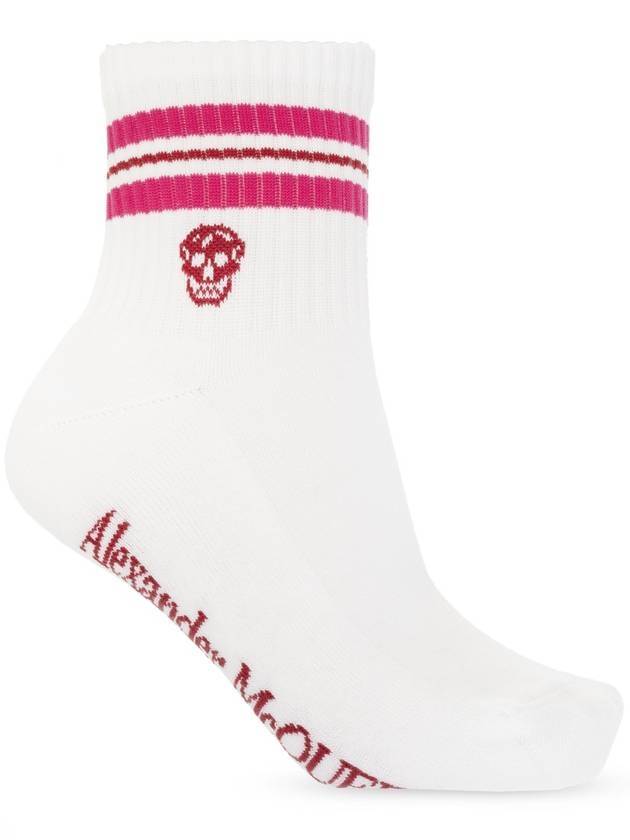 알렉산더 맥퀸 여성 스컬 양말 화이트 레드