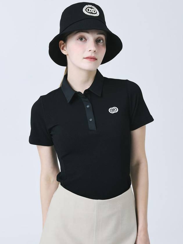 23SS 두유노우엠씨골프웨어 여성 흡습속건 기능성 엠보싱 블랙 반팔 티셔츠 DO3232TS17-1