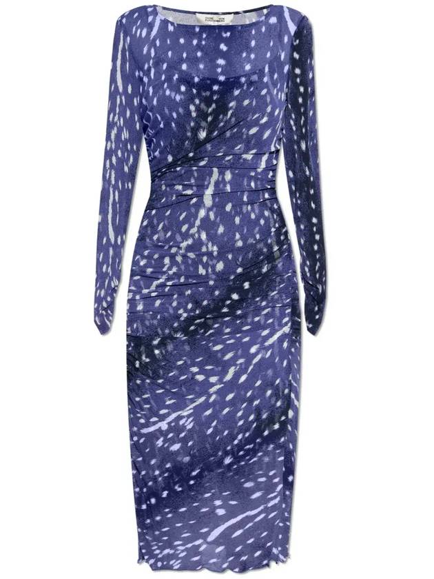 다이앤 폰 푸르스텐버그 러칭 롱슬리브 미디 드레스 DVFDL4S0280_FWPNV