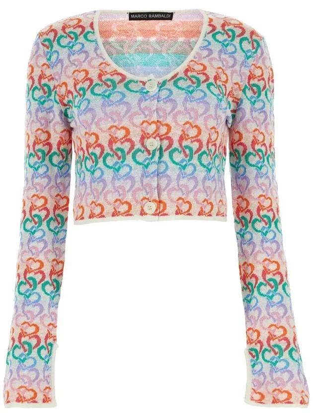 Marco Rambaldi 하트 패턴 크롭 니트 가디건 KN129CAR999_999