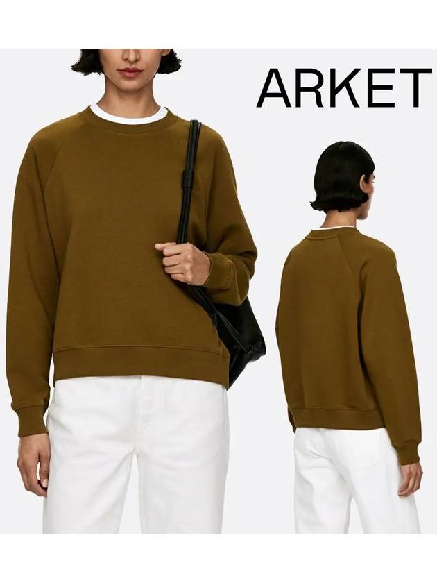 아르켓 맨투맨 여성 래글런 테리 탑 티셔츠 브라운