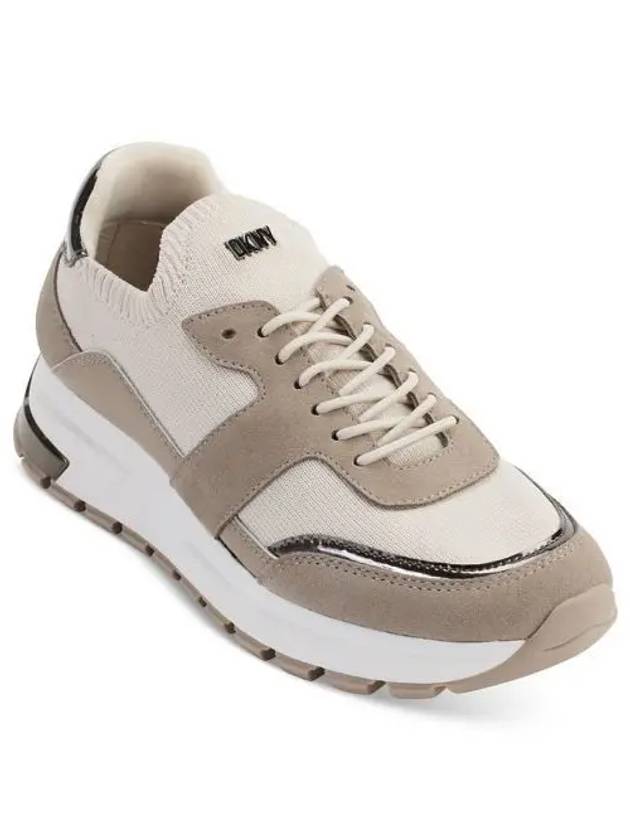우먼 DKNY 디케이앤와이 Maida 레이스업 로우탑 런닝 스니커즈 운동화 캐주얼 Pebble Toffee 7232462