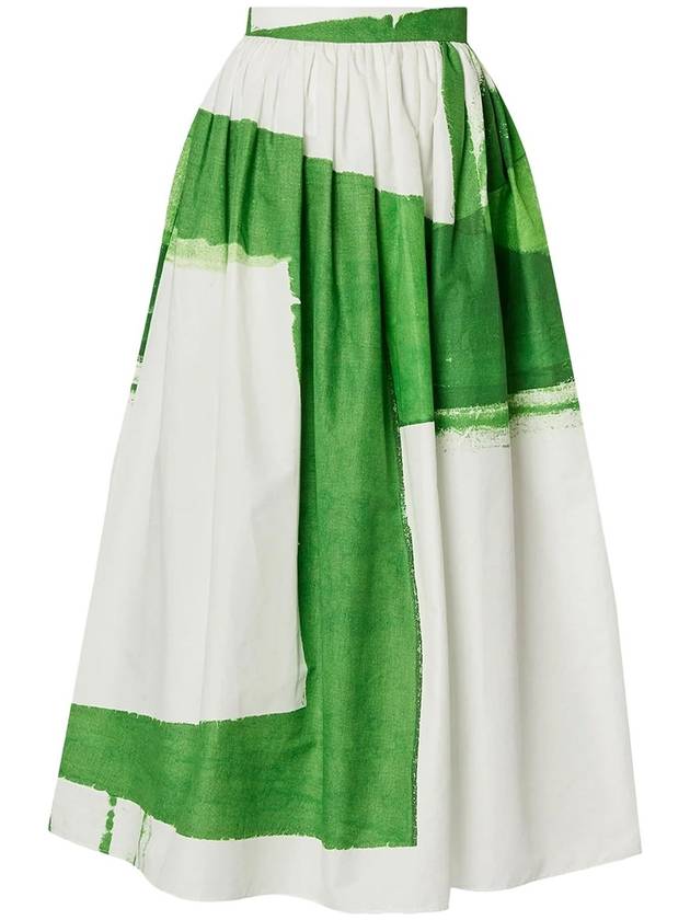 GRAPHIC-PRINT COTTON MIDI SKIRT