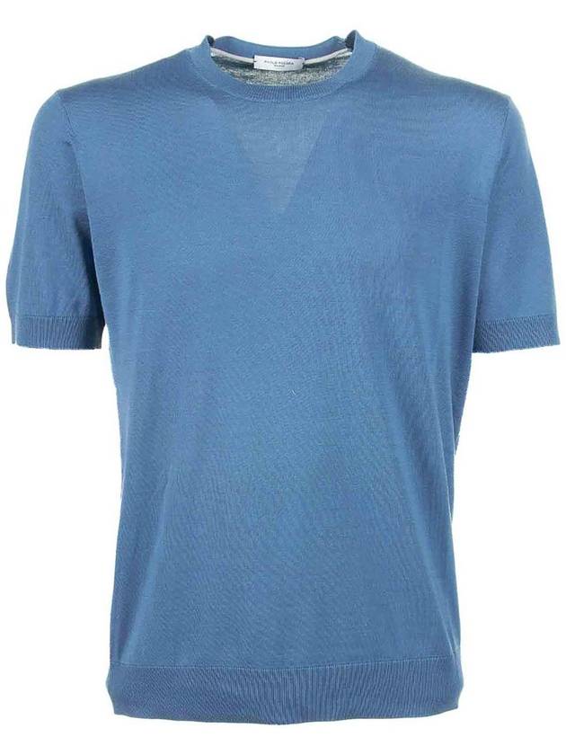 Paolo Pecora Light Blue T-Shirt In Cotton And Silk