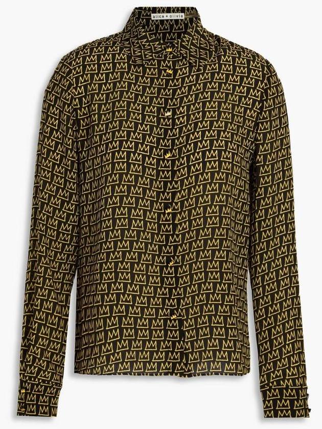 앨리스앤올리비아 Printed silk crepe de chine shirt 시그니처