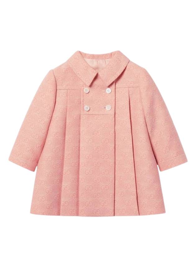 구찌 키즈 GG 패턴 울플 란넬 코트 핑크