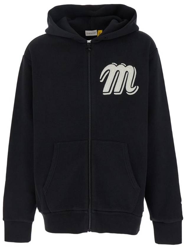 MONCLER GENIUS 8G0000489AWV999 Black Sweatshirt with Monogram Embroidery on the Front and Logo Patch on the Sleeve in Cotton Jersey Man