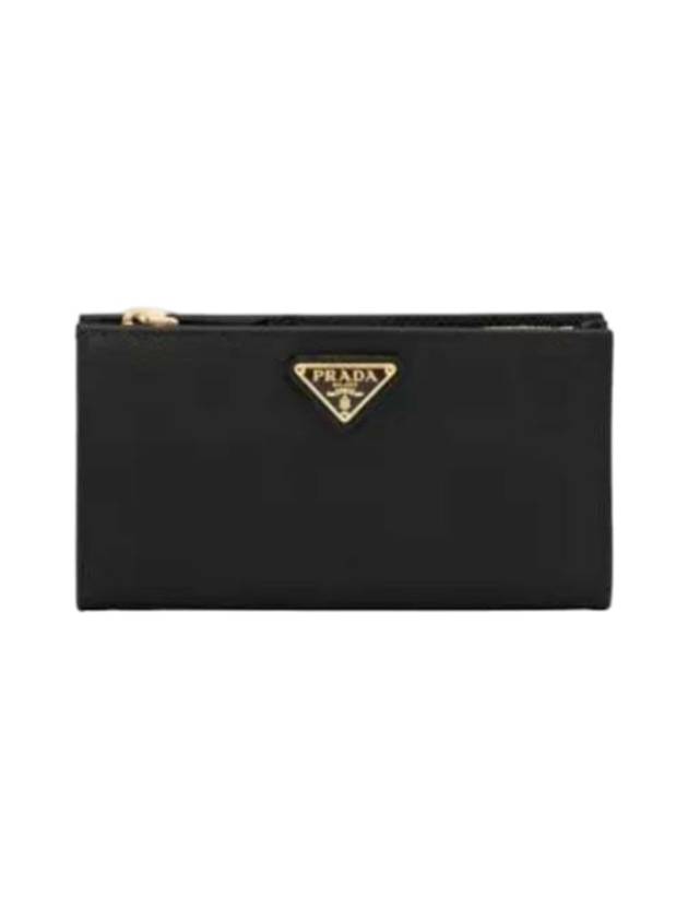 프라다 라지 사피아노 레더 장지갑 블랙 골드