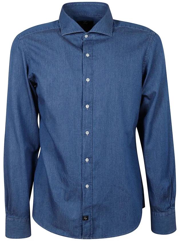 페이 버튼 롱 슬리브 데님 셔츠 NCMA140115LMJP_U210BLU