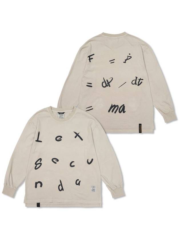 STIGMA Lexsecunda Vintage Like Oversized Long Sleeves T Shirts Beige