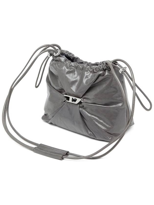 Diesel - Bucket bag in shiny wrinkled leather - Crossbody Bags - Woman - Grey