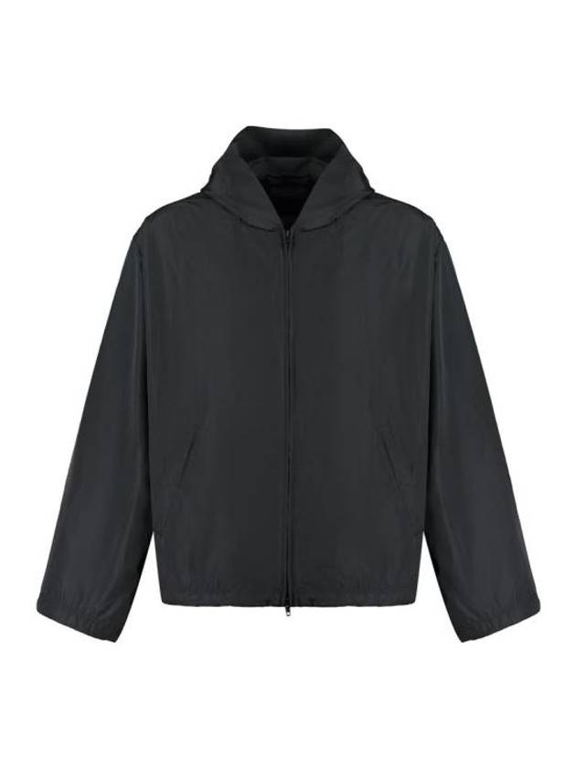 발렌시아가 로고 프린트 후드 윈드브레이커 블랙