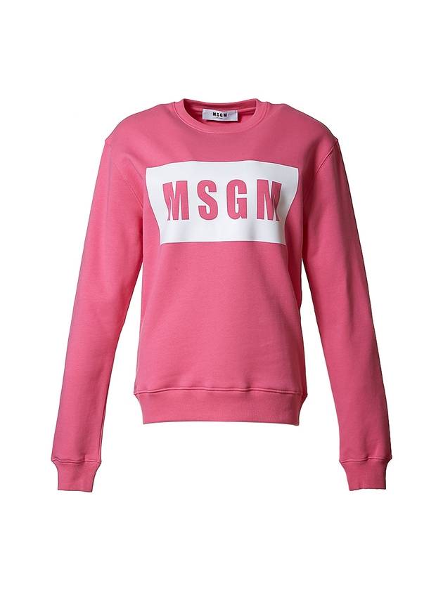 엠에스지엠 박스 로고 코튼 맨투맨 핑크