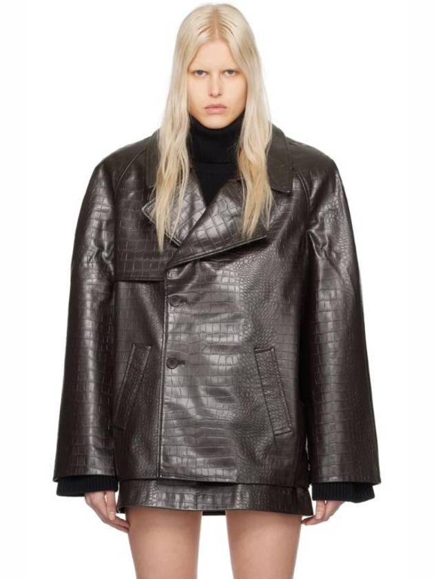 FRANKIE SHOP 브라운 재키 인조 가죽 코트 Brown
