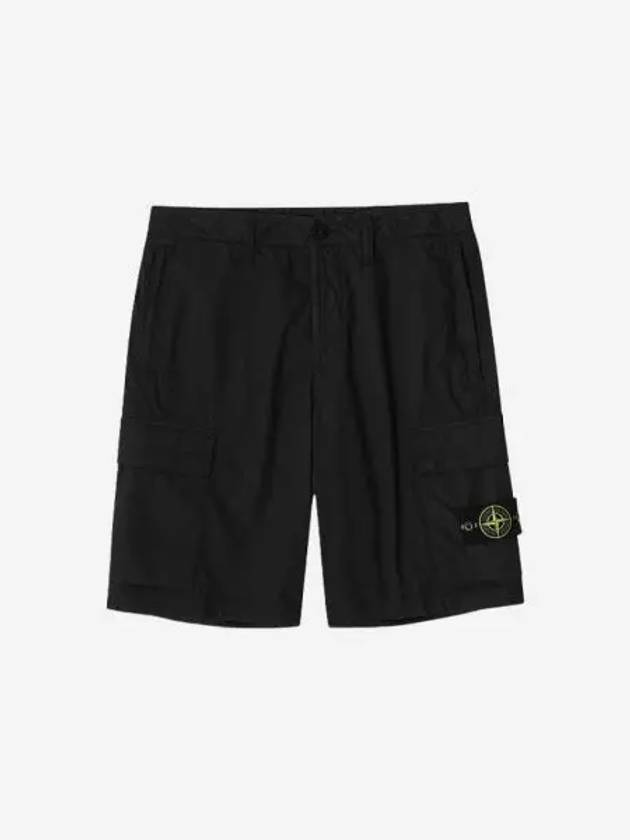 스톤 아일랜드 L0803 스트레치 코튼 캔버스 가먼트 다이드 카고 버뮤다 쇼츠 블랙 24SS Stone Island L0803 Stretch Cotton Canvas Garment Dyed Cargo Bermuda Shorts Black 24SS