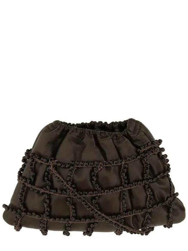 Alysi 크로셰 비즈 장식 미디엄 숄더백 305640P5111_CHOCO