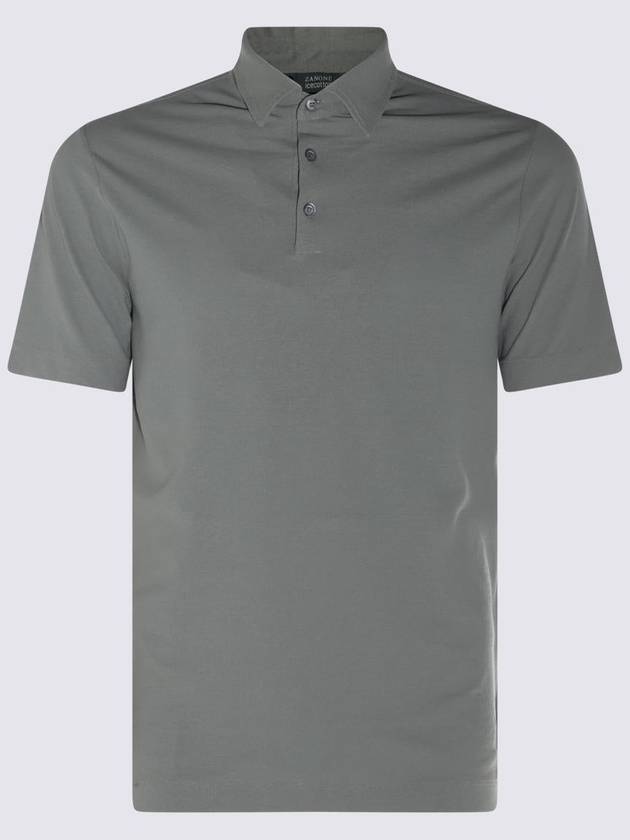 Zanone Dark Grey Cotton Polo Shirt