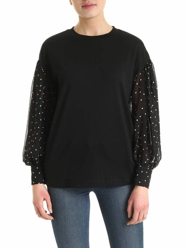 Dkny White check on the sleeves blouse in black