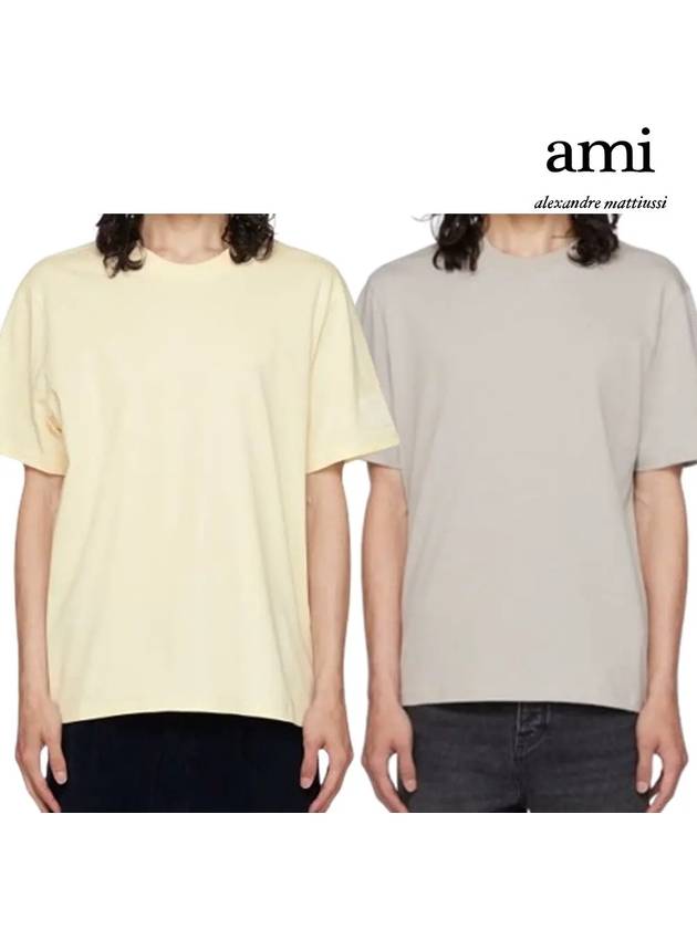 아미 헤비웨이트 GOTS 백 로고 탑 반팔티셔츠 아이보리 그레이