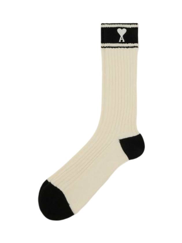 아미 코튼 아미 드 꾀흐 스트라이프 양말 화이트 블랙