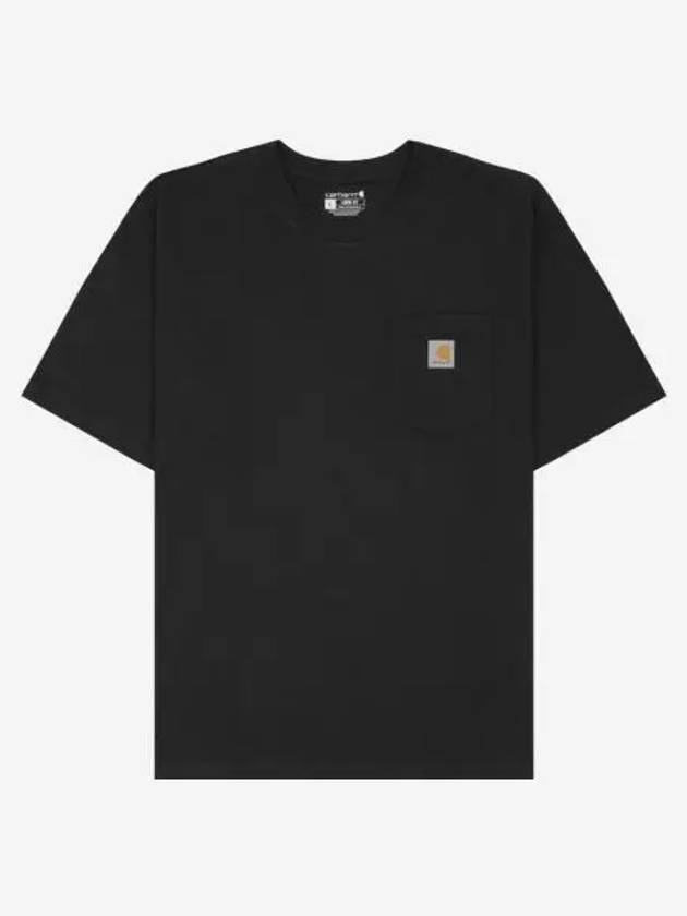 칼하트 루즈핏 헤비웨이트 숏슬리브 포켓 레귤러 티셔츠 블랙 Carhartt Loose Fit Heavyweight Short Sleeve Pocket Regular T Shirt Black