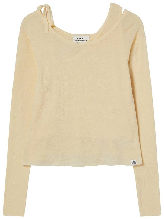 더그린랩_레이어드 어깨 스트링 니트_레몬 옐로우