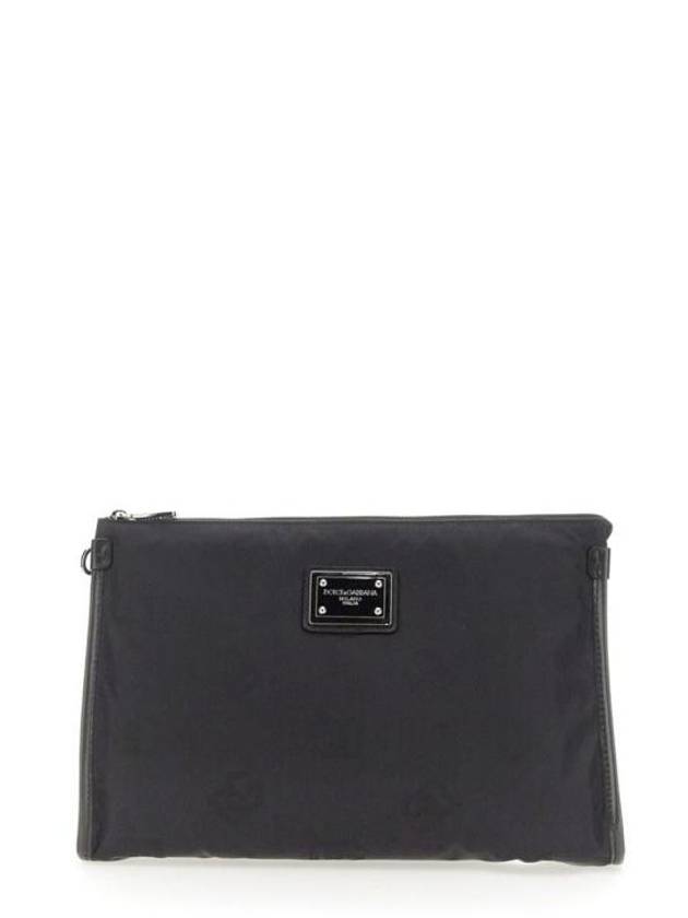 돌체앤가바나 메탈 로고 스트랩 파우치 블랙