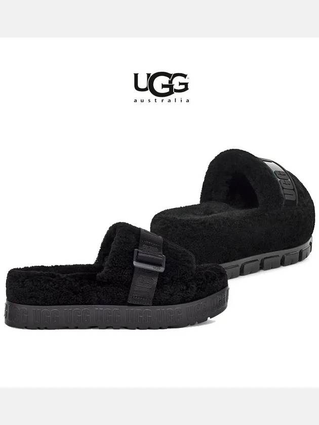 UGG 어그 슬리퍼 플루피타 클리어 슬라이드 블랙 거실용 퍼 털슬리퍼