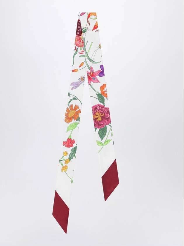 GUCCI Thin scarf in multicolour printed silk