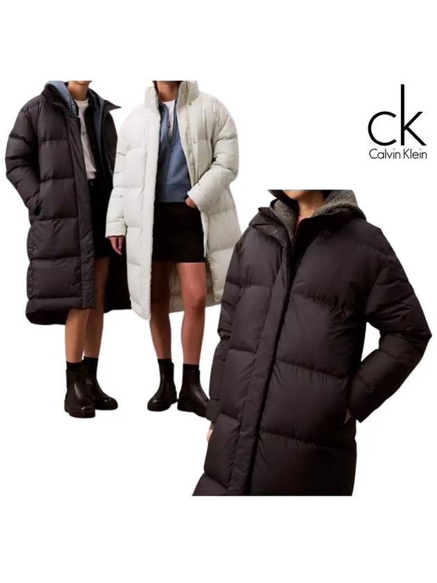 캘빈클라인 패딩 여성 롱푸퍼 탑 후드 자켓 블랙 라이트그린 차콜