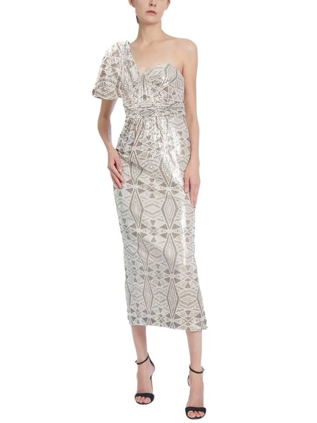 GEOMETRIC ONE SHOULDER COCKTAIL DRESS