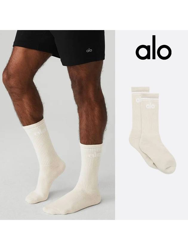alo 알로 요가 스로우백 로고 삭스 양말 아이보리