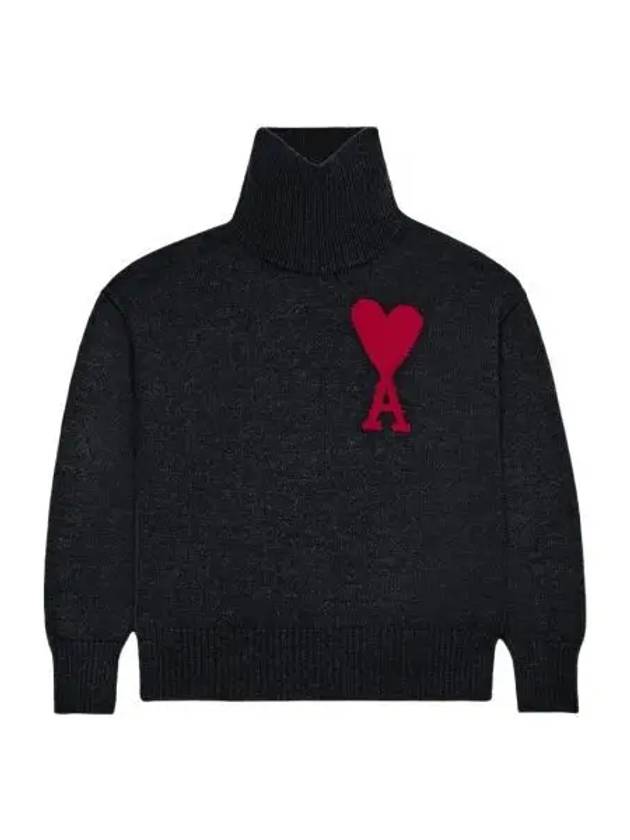 아미 빅 하트 로고 스웨터 블랙 레드 AMI de Coeur Sweater Black Red