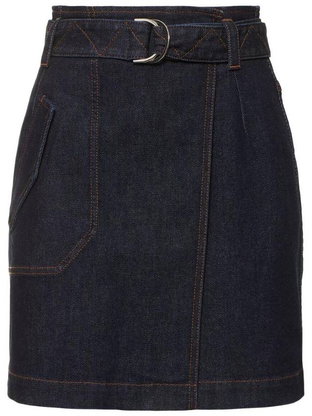NB01 페라리 여성 스커트 Pleated belted denim mini wrap skirt