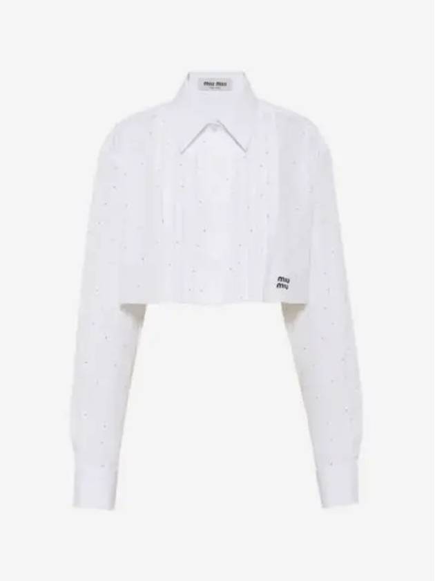 W 미우 미우 포플린 셔츠 화이트 W Miu Miu Poplin Shirt White