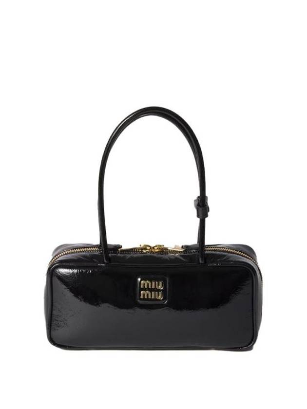 미우미우 나플라크 파텐트 레더 숄더 백 블랙