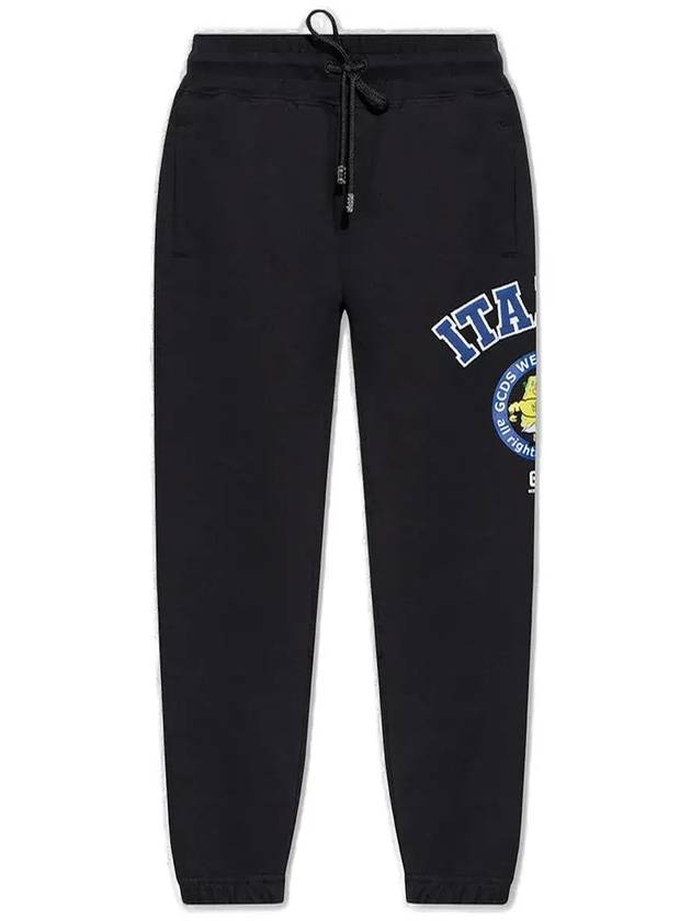 GCDS 그래픽 프린트 드로스트링 스웨트팬츠 SB23U290174_BLACK02