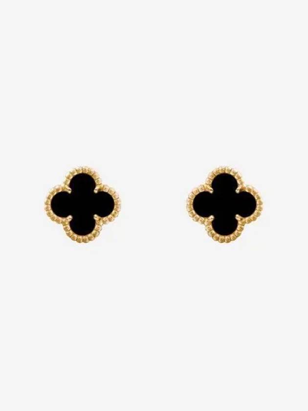 W 반 클리프 & 아펠 스위트 알함브라 이어링 옐로우 골드 오닉스 W Van Cleef & Arpels Sweet Alhambra Earrings Yellow Gold Onyx