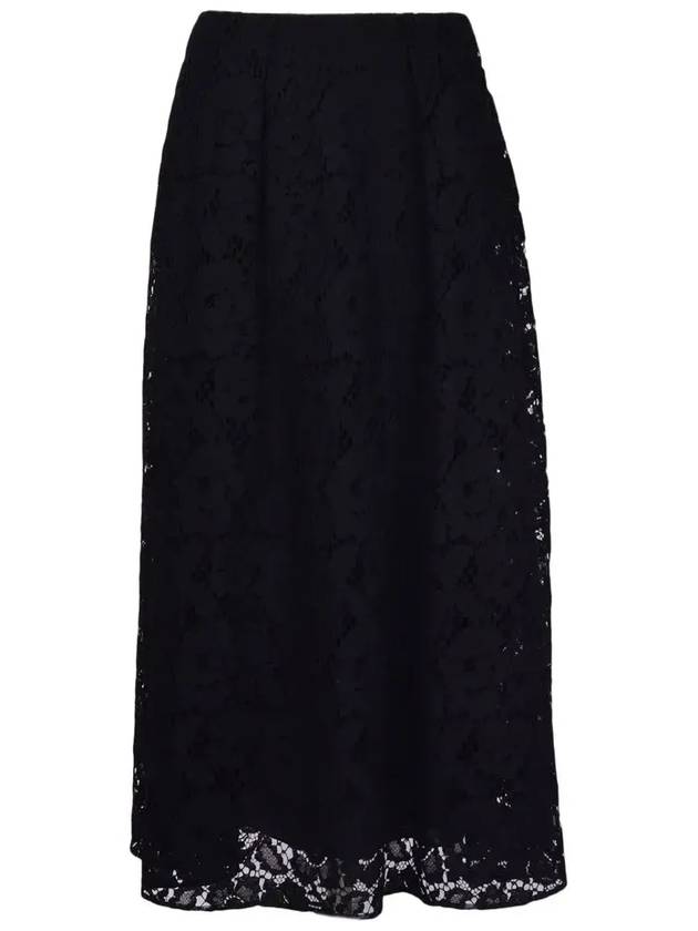 Elie Saab 올오버 플로럴 자수 미디 스커트 13701_BLACK