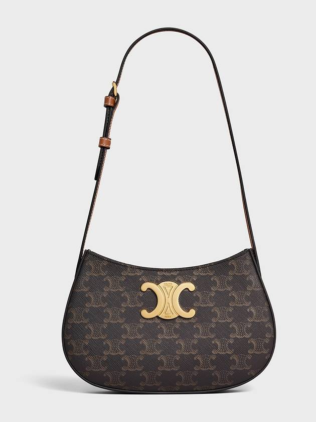 CELINE 셀린느 미디엄 틸리백 트리옹프 캔버스 & 카프스킨 탠 115702CUZ.04LU