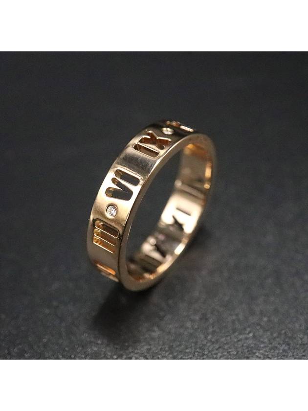 Tiffany&Co 티파니 18K 750 로즈골드 4포인트 다이아 아틀라스 피어스드 링 17호