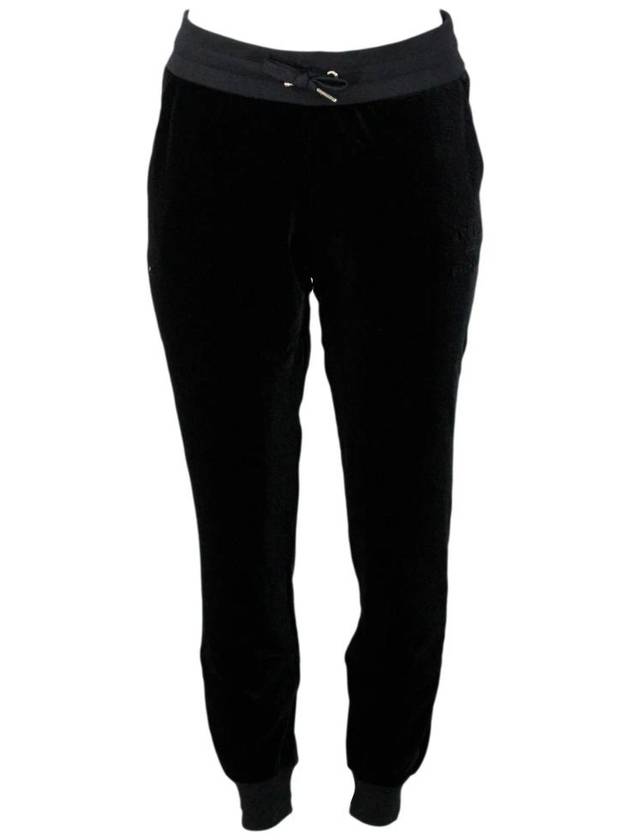 아르마니 꼴레지오니 여성 Stretch Jogging Trousers With Drawstring And Elastic Waistband Made Of Soft Chenille Logo On The Leg Black