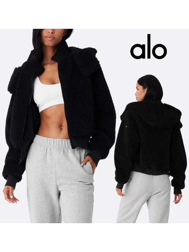 alo 알로 자켓 폭시 셰르파 탑 재킷 블랙