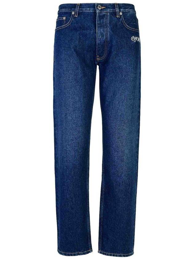Off-White Script Tapered Blue Cotton Jeans