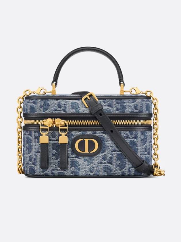 디올 30 Montaigne 미니 베니티 케이스 블루 Denim Dior Oblique 자카드 토트백 크로스백 S2332UDCE_M49E